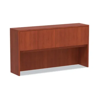 Alera® Alera Valencia Series Hutch with Doors, Medium Cherry, 4 Compartments, 64.75"W x 15"D x 35.38"H