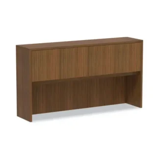 Alera® Alera Valencia Series Hutch with Doors, Modern Walnut, 64.75"W x 15"D x 35.38"H