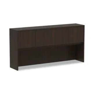 Alera® Alera Valencia Series Hutch with Doors, Espresso, 4 Compartments, 70.63"W x 15"D x 35.38"H
