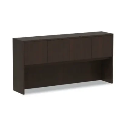 Alera® Alera Valencia Series Hutch with Doors, Espresso, 4 Compartments, 70.63"W x 15"D x 35.38"H