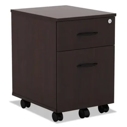 Alera® Alera Valencia Series Mobile Pedestal, 2-Drawers (Box/File), Legal/Letter, Mahogany Finish