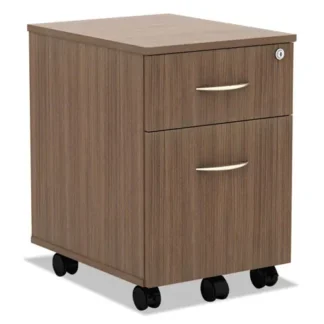 Alera® Alera Valencia Series Mobile Pedestal, 2-Drawer Box/File, Legal/Letter, Modern Walnut