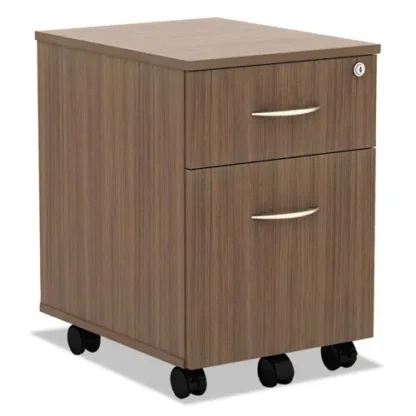 Alera® Alera Valencia Series Mobile Pedestal, 2-Drawer Box/File, Legal/Letter, Modern Walnut