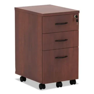 Alera® Alera Valencia Series Mobile Pedestal File, 3-Drawer, Cherry Finish, 15.88" x 20.5" x 28.38"