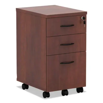 Alera® Alera Valencia Series Mobile Pedestal File, 3-Drawer, Cherry Finish, 15.88" x 20.5" x 28.38"
