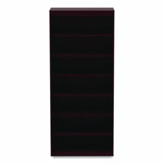Alera® Alera Valencia Series Square Corner Bookcase, Seven-Shelf, 35.63" W x 11.81" D x 83.86" H, Mahogany