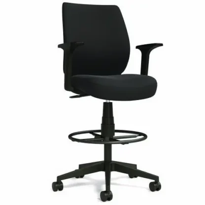 Alera® Alera Wessex Drafting Stool, Fabric, Supports Up to 275 lb, 27.95 to 33.66 Seat Height, Black Seat, Black Back, Black Base