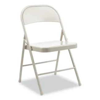 Alera® Armless Steel Folding Chair, Supports Up to 275 lb, Taupe, 4/Carton