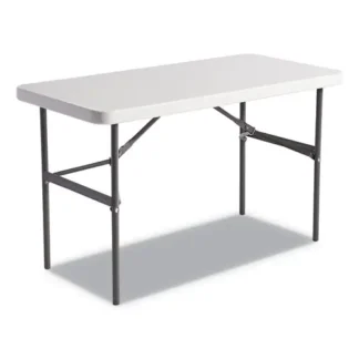 Alera® Banquet Folding Table, Rectangular, Radius Edge, 48w x 24d x 29h, Platinum/Charcoal