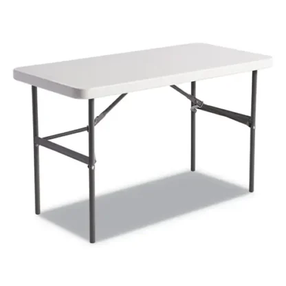 Alera® Banquet Folding Table, Rectangular, Radius Edge, 48w x 24d x 29h, Platinum/Charcoal