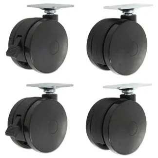 Alera® Casters for Height-Adjustable Table Bases, Grip Ring Stem, 2" Wheel, Black, 4/Set