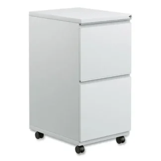 Alera® File Pedestal with Full-Length Pull, Left or Right, 2 Legal/Letter-Size File Drawers, Light Gray
