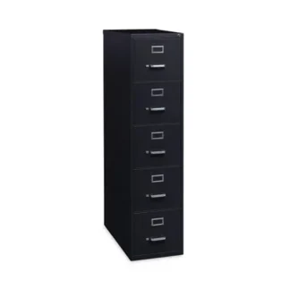 Alera® Five-Drawer Economy Vertical File, Black, 15"W x 26.5"D x 61.37"H