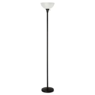 Alera® Floor Lamp, 71" High, Translucent Plastic Shade, Matte Black