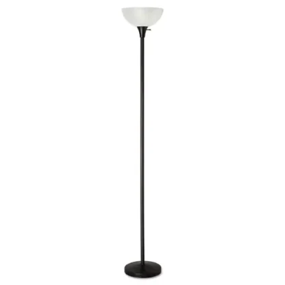 Alera® Floor Lamp, 71" High, Translucent Plastic Shade, Matte Black