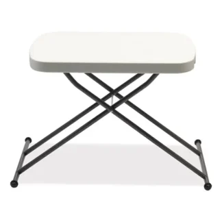 Alera® Height-Adjustable Personal Folding Table, White Top, Dark Gray Legs, 25.6" x 17.7", Adjustable Height 19" to 28"