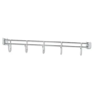 Alera® Hook Bars For Wire Shelving, Five Hooks, 24" Deep, Silver, 2 Bars/Pack