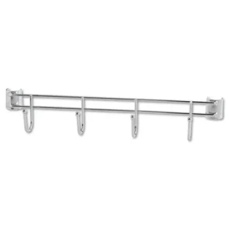 Alera® Hook Bars For Wire Shelving, Four Hooks, 18" Deep, Silver, 2 Bars/Pack