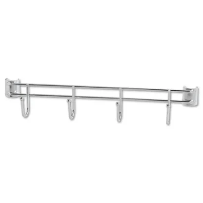 Alera® Hook Bars For Wire Shelving, Four Hooks, 18" Deep, Silver, 2 Bars/Pack