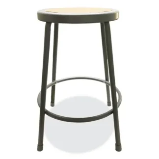 Alera® Industrial Metal Shop Stool, Backless, Supports Up to 300 lb, 24" Seat Height, Brown Seat, Gray Base