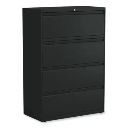Alera® Lateral File, 4 Legal/Letter-Size File Drawers, Black