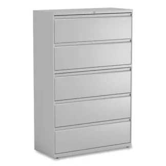 Alera® Lateral File, 5-Drawer with Roll-Out Posting Shelf, Light Gray