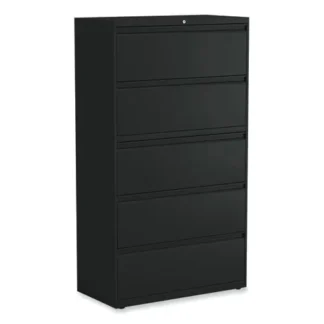 Alera® Lateral File, 5-Drawer, Black, 36"W x 18.63"D x 67.63"H