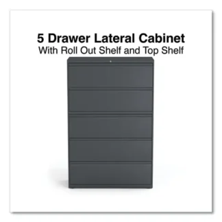 Alera® Lateral File, 5-Drawer, Charcoal, 42"W x 18.63"D x 67.63"H