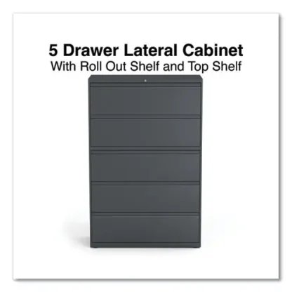 Alera® Lateral File, 5-Drawer, Charcoal, 42"W x 18.63"D x 67.63"H