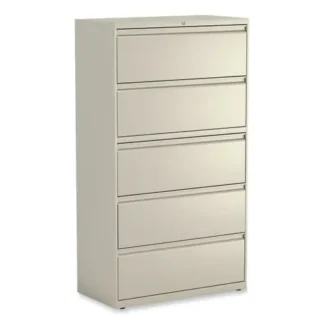 Alera® Lateral File, 5-Drawer, Legal/Letter/A4/A5, Putty, 36"W x 18.63"D x 67.63"H