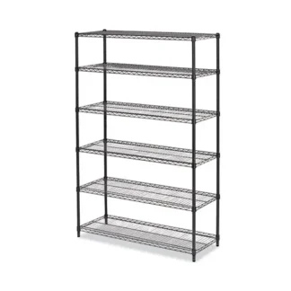 Alera® NSF Certified 6-Shelf Wire Shelving Kit, 48w x 18d x 72h, Black Anthracite