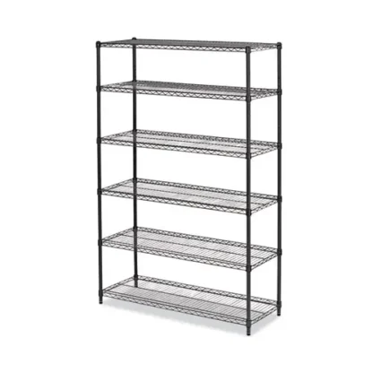 Alera® NSF Certified 6-Shelf Wire Shelving Kit, 48w x 18d x 72h, Black Anthracite