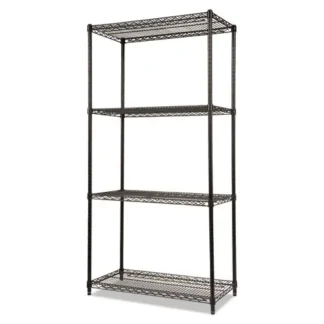 Alera® NSF Certified Industrial Four-Shelf Wire Shelving Kit, 36w x 18d x 72h, Black