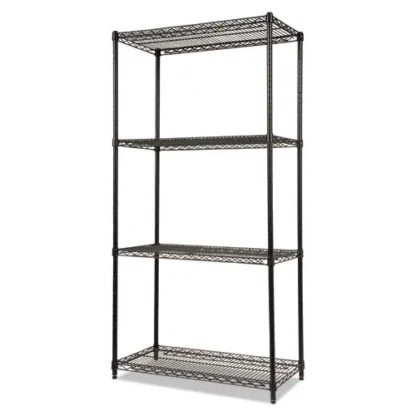 Alera® NSF Certified Industrial Four-Shelf Wire Shelving Kit, 36w x 18d x 72h, Black
