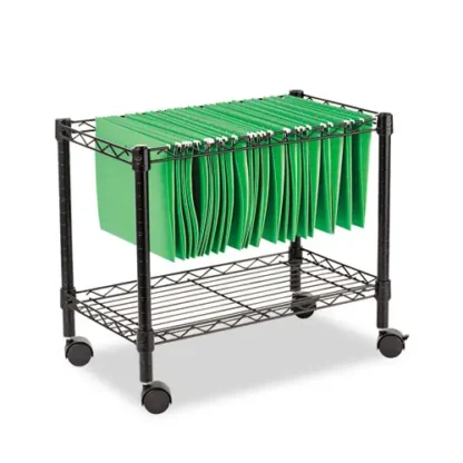 Alera® One-Tier File Cart for Side-to-Side Filing, Metal, Black, 24" x 14" x 21"
