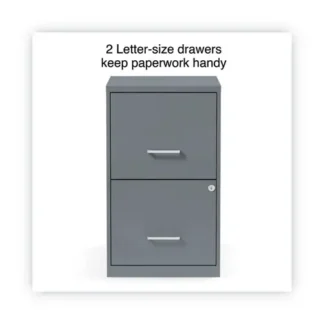 Alera® Soho Vertical File Cabinet, 2 Drawers, Letter Size, Charcoal - 14"W x 18"D x 24.1"H