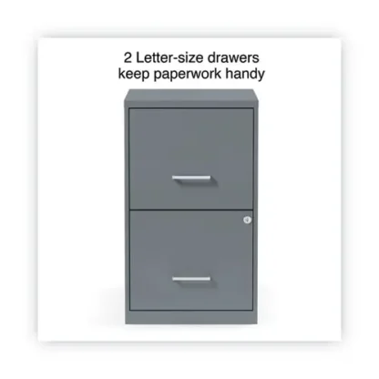 Alera® Soho Vertical File Cabinet, 2 Drawers, Letter Size, Charcoal - 14"W x 18"D x 24.1"H