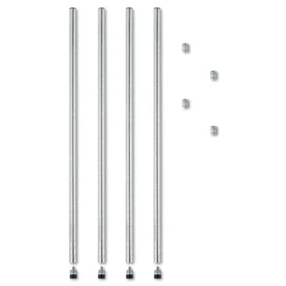 Alera® Stackable Posts For Wire Shelving, 36" High, Silver, 4/Pack