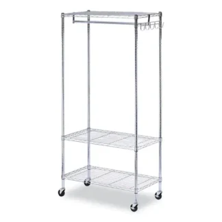 Alera® Wire Shelving Garment Rack, 30 Garments, 36w x 18d x 75h, Silver
