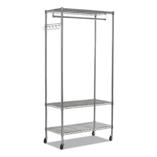 Alera® Wire Shelving Garment Rack, Silver, 48"W x 18"D x 75"H, 40 Garments Capacity