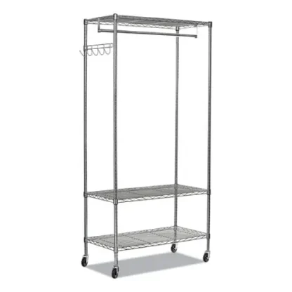 Alera® Wire Shelving Garment Rack, Silver, 48"W x 18"D x 75"H, 40 Garments Capacity