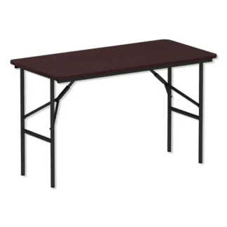 Alera® Wood Folding Table, Rectangular, Mahogany, 48"W x 24"D x 29"H