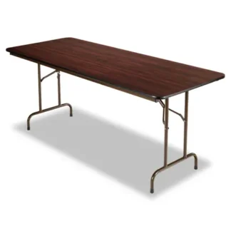 Alera® Wood Folding Table, Rectangular, Mahogany