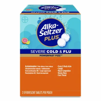 Alka-Seltzer® Plus PowerFast Fizz Severe Cold and Flu Effervescent Tablets, 2 Tablets/Pouch, 30 Pouches/Box