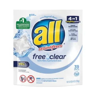 All® Mighty Pacs Free and Clear Super Concentrated Laundry Detergent, 39 Pacs