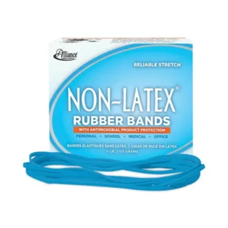 Alliance® Antimicrobial Non-Latex Rubber Bands, Size 117B, Cyan Blue, 4 oz Box