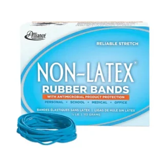 Alliance® Antimicrobial Non-Latex Rubber Bands, Size 33, 4 oz, Cyan Blue, 180 Count