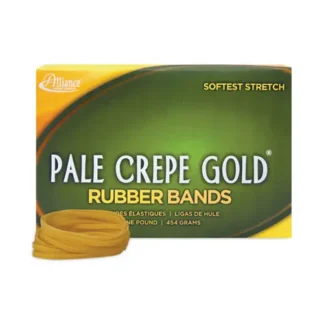 Alliance® Pale Crepe Gold Rubber Bands, Size 32, 1 lb Box, 1,100/Box