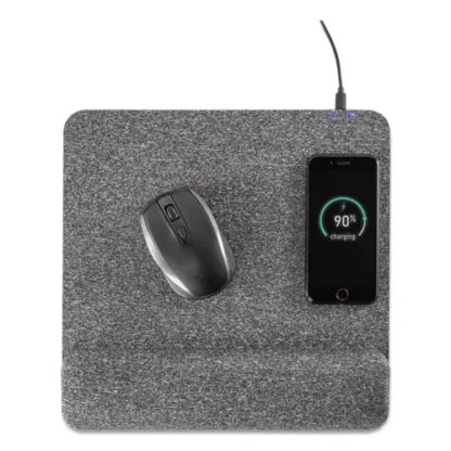 Allsop® Powertrack Plush Wireless Charging Mouse Pad with Wrist Rest, Gray
