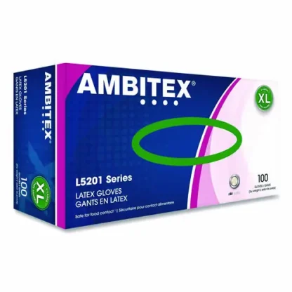 AMBITEX® L5201 Series Powder-Free Latex Gloves, X-Large, Cream, 100/Box